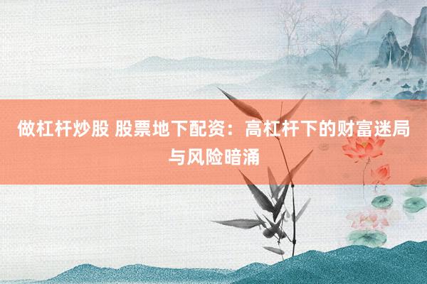 做杠杆炒股 股票地下配资：高杠杆下的财富迷局与风险暗涌