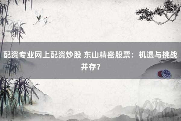 配资专业网上配资炒股 东山精密股票：机遇与挑战并存？