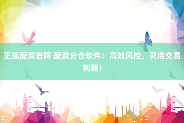 正规配资官网 配资分仓软件：高效风控，灵活交易利器！
