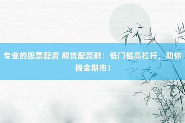 专业的股票配资 期货配资群：低门槛高杠杆，助你掘金期市！