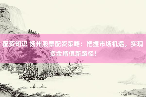 配资知识 扬州股票配资策略：把握市场机遇，实现资金增值新路径！