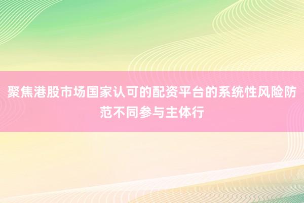 聚焦港股市场国家认可的配资平台的系统性风险防范不同参与主体行