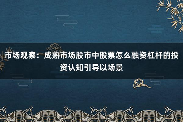 市场观察：成熟市场股市中股票怎么融资杠杆的投资认知引导以场景