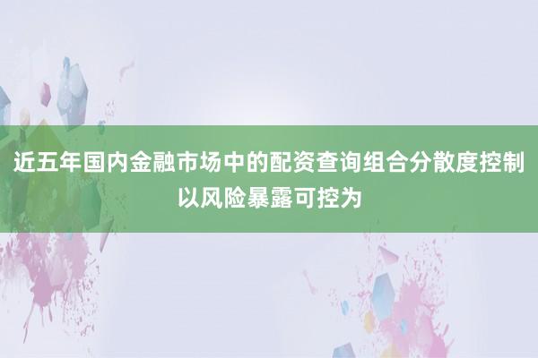近五年国内金融市场中的配资查询组合分散度控制以风险暴露可控为