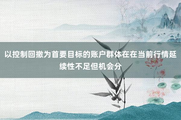 以控制回撤为首要目标的账户群体在在当前行情延续性不足但机会分