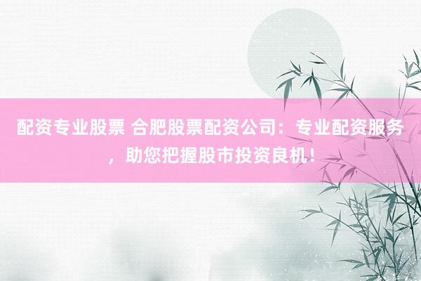 配资专业股票 合肥股票配资公司：专业配资服务，助您把握股市投资良机！
