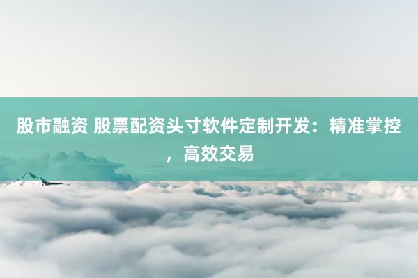 股市融资 股票配资头寸软件定制开发：精准掌控，高效交易