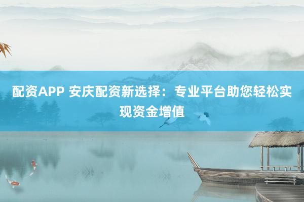 配资APP 安庆配资新选择：专业平台助您轻松实现资金增值
